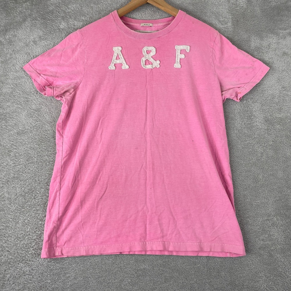 Abercrombie & Fitch Shirt Mens XL Pink Applique Muscle Fit Vintage Y2K Preppy